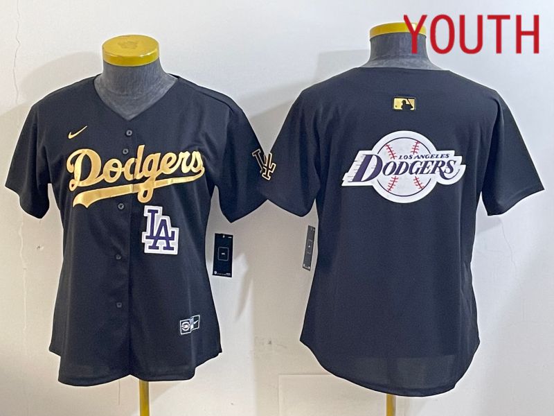 Youth Los Angeles Dodgers Blank Black Gold Game 2024 Nike MLB Jersey style 1209->youth mlb jersey->Youth Jersey